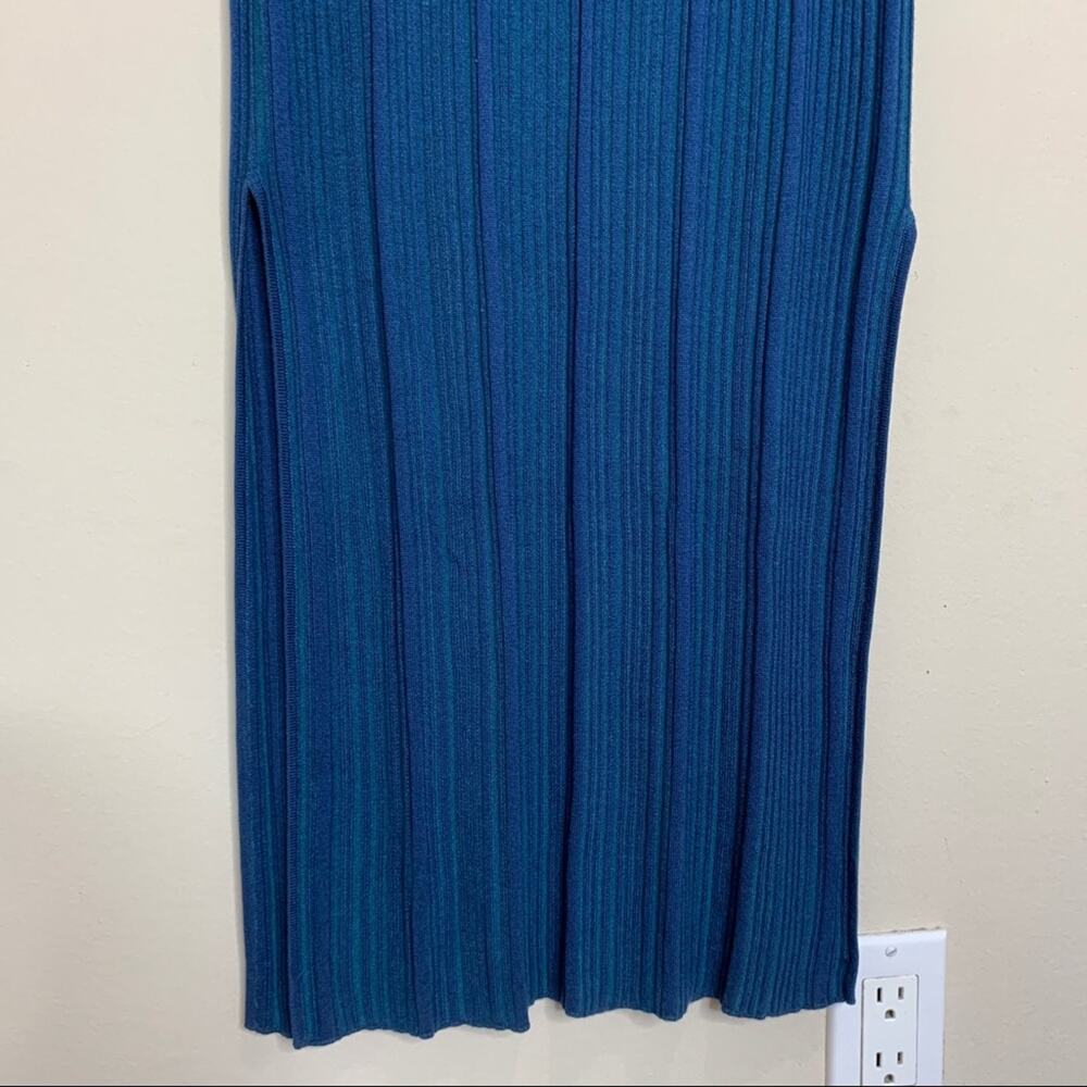 NEW Naadam Silk Cashmere Ribbed Knit Dress (Sz XS) Sleeveless Midi Maxi Blue - Picture 6 of 14